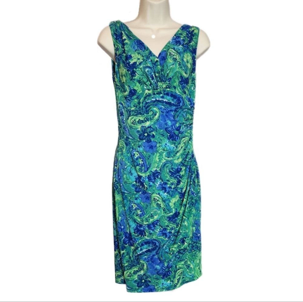 Lauren Ralph Lauren Blue and Green Patterned Dress